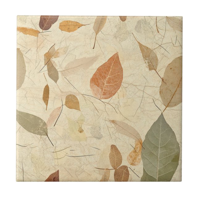 Azulejo Rustic Nature-Inspired Leaf - Botanical Art (3) (Frente)