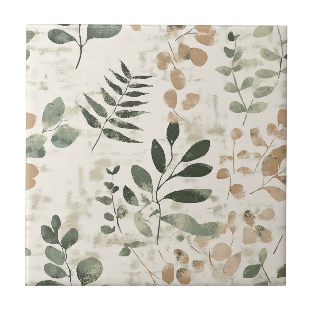 Azulejo Rustic Pressed Leaves Pattern –Autumn Botanical 15 (Frente)