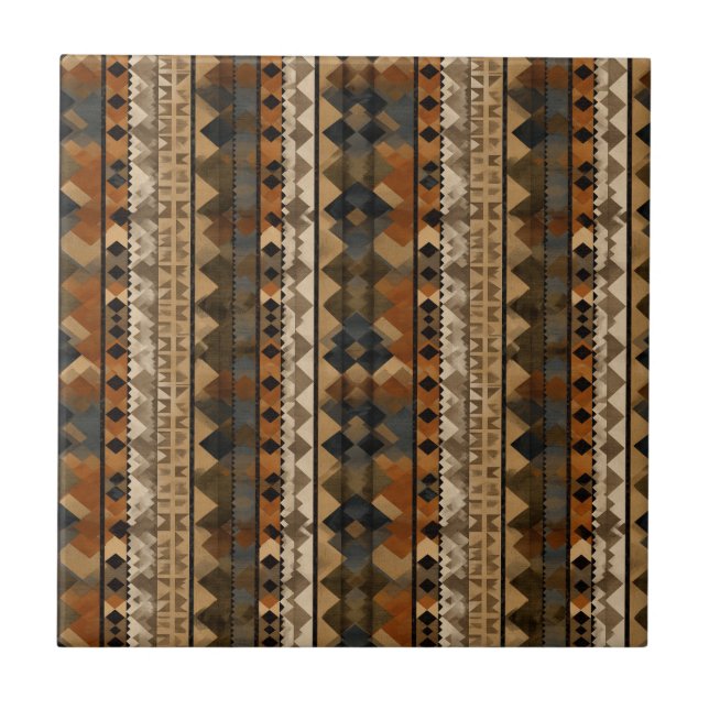 Azulejo Rustic Southwestern Stripe Pattern (6) (Frente)