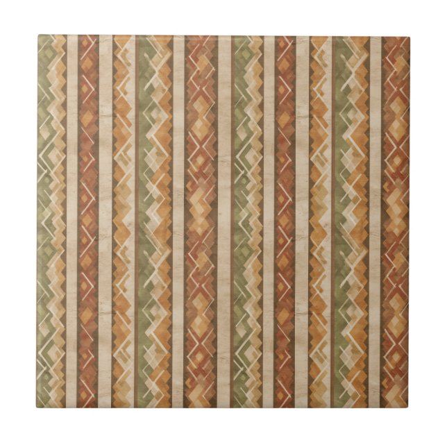 Azulejo Rustic Southwestern Stripe Pattern (7) (Frente)