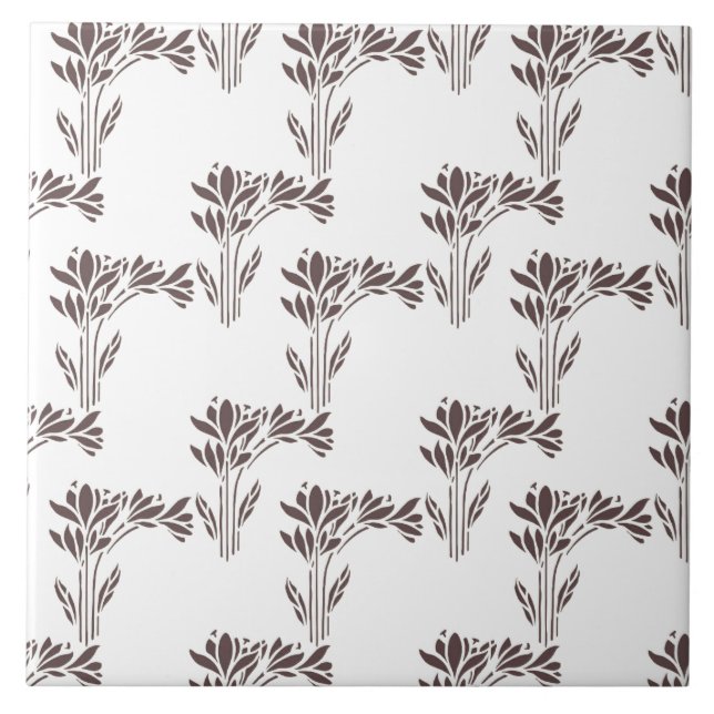 Azulejo Rustic Warm Brown Stylized Botanica (Frente)