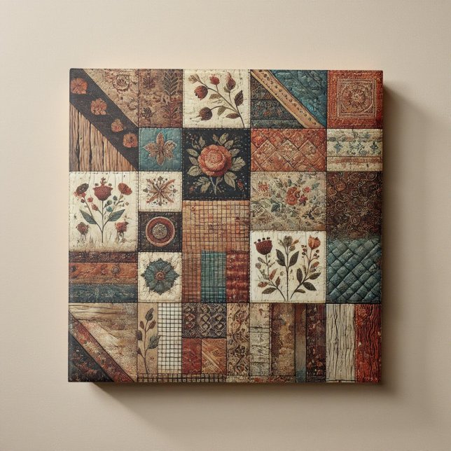 Azulejo Rústica granja Terracotta Quilt Patchwork Floral (Subido por el creador)