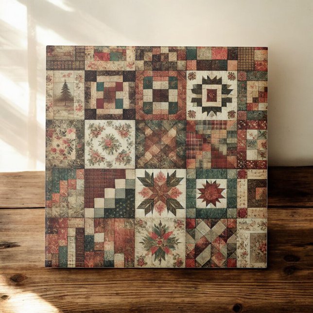 Azulejo Rústica granja Terracotta Quilt Patchwork Floral (Subido por el creador)