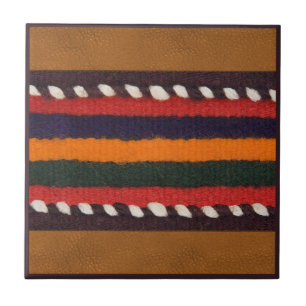 Azulejo Rústica piel de piel de piel étnica Stripes Boho O