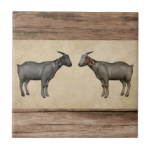 Rústicas Cabras y tela cerámica de madera