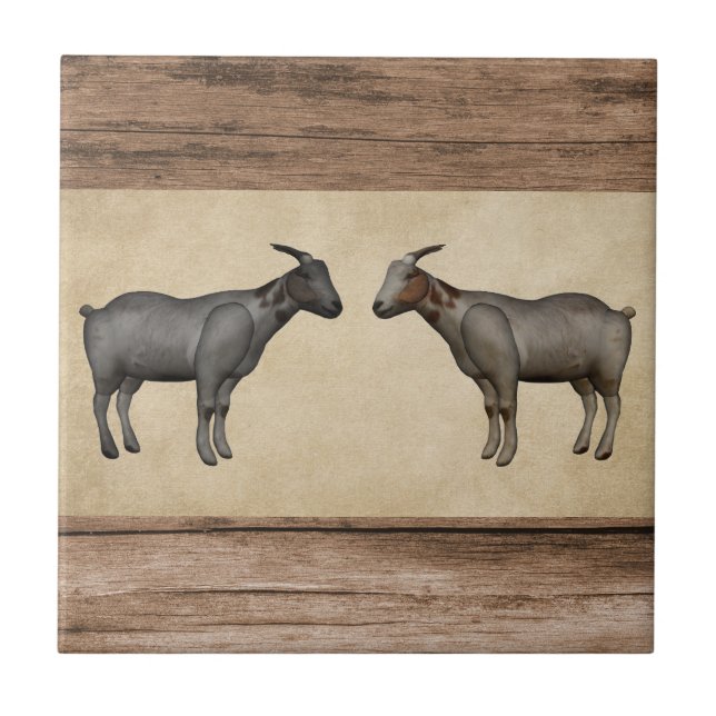 Azulejo Rústicas Cabras y tela cerámica de madera (Frente)