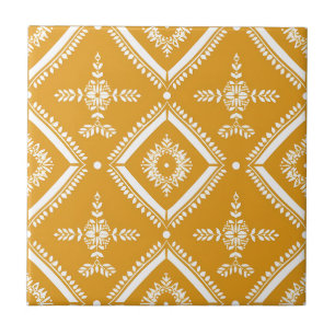 Azulejo Rústico elegante geométrico indio simple amarillo