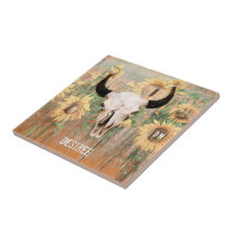 Rústico girasol Bull Cow Skull Occidental