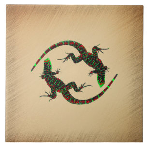 Azulejo Rústico Yin Yang Lizards