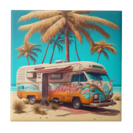 Azulejo RV y palmeras retro