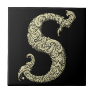 Azulejo S - El alfabeto de Falck (de oro)