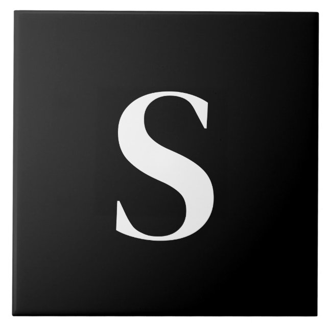 Azulejo S Monograma Blanco inicial en negro (Frente)