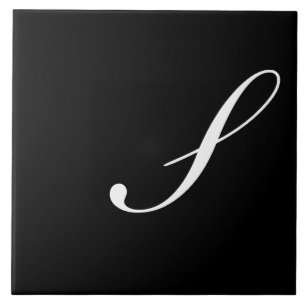 Azulejo S Monograma Blanco inicial en negro