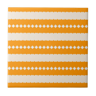 Azulejo Sabana Dorada Africana Naranja y Marfil Geométrico