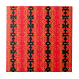 Azulejo Sabana Dorada Africana Naranja y Marfil Geométrico