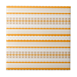 Azulejo Sabana Dorada Africana Naranja y Marfil Geométrico