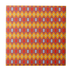 Azulejo Sabana Dorada Africana Naranja y Marfil Geométrico