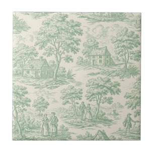 Azulejo Sabio Verde Toile de Campo Animal de Granja