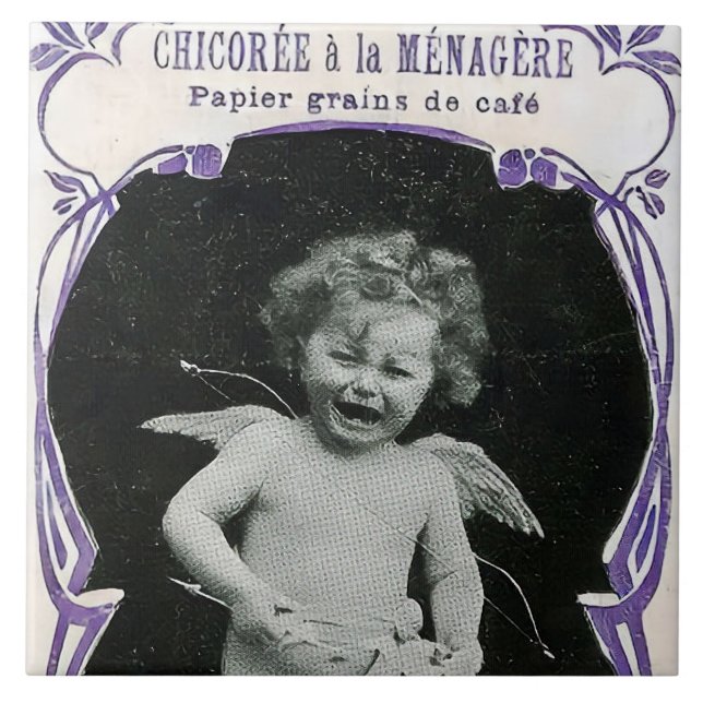 Azulejo Sad Cherub Angel Print (Frente)
