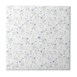 Azulejo Sage Blue Watercolor Wildflower Floral Custom Name