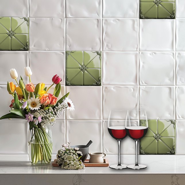 Azulejo Sage Green Art Deco  Ceramic Tile (Subido por el creador)