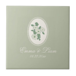 Azulejo Sage Green Custom Wedding Ceramic Tile