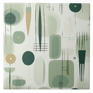 Azulejo Sage Green Mid Century Resumen moderno
