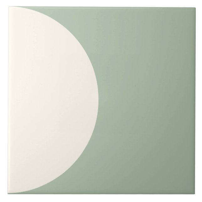 Azulejo Sage Green Moderno Geométrico Semicírculo Tile (Frente)