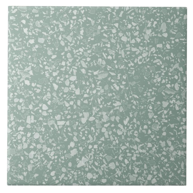 Azulejo Sage Green Terrazzo Modern Minimal Stone Pattern (Frente)