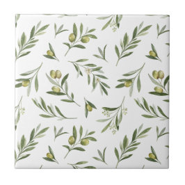 Azulejo Sage Green Watercolor Olives