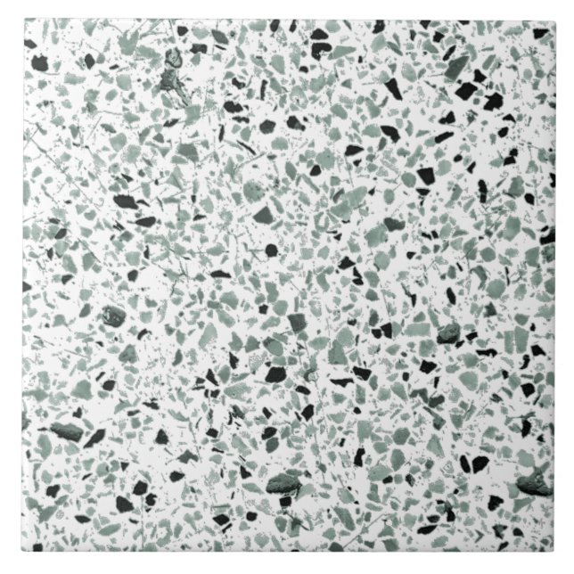 Azulejo Sage Green White Terrazzo Moderno Mínimo Medio (Frente)