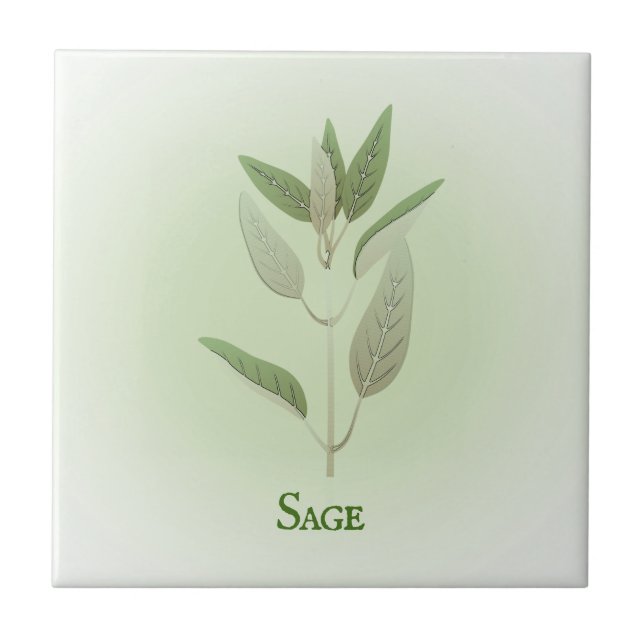 Azulejo Sage Herbal Design Ceramic Tile (Frente)