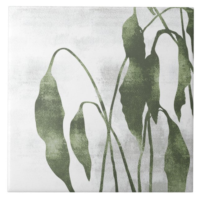 Azulejo Sage Olive Green Painterly Botanical Art 03 (Frente)