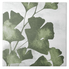 Azulejo Sage Olive Green Painterly Botanical Art 04