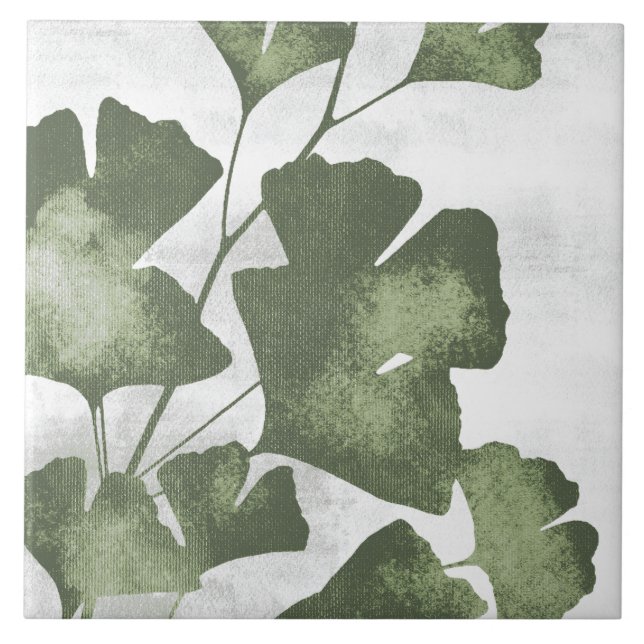 Azulejo Sage Olive Green Painterly Botanical Art 04 (Frente)