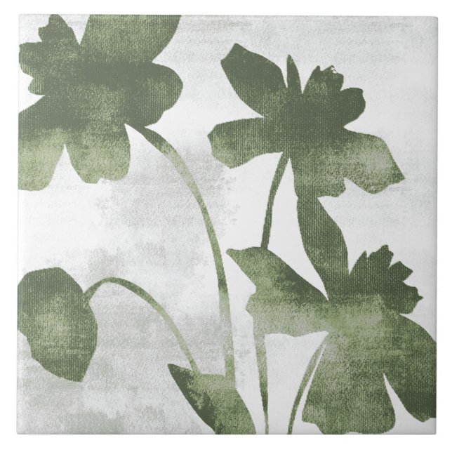 Azulejo Sage Olive Green Painterly Botanical Art 07 (Frente)
