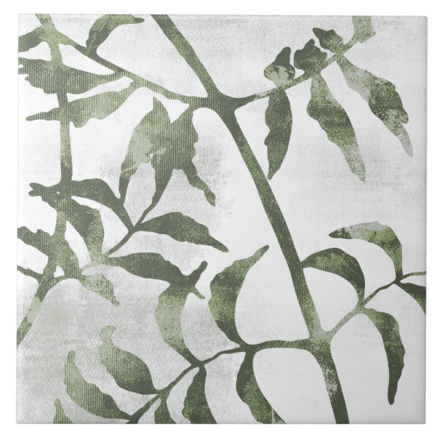 Azulejo Sage Olive Green Painterly Botanical Art 08 (Frente)
