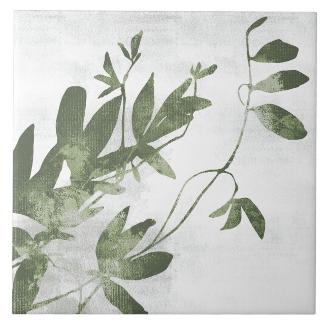 Azulejo Sage Olive Green Painterly Botanical Art 09 (Frente)