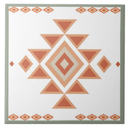 Azulejo Sage Verde Nativo del Suroeste y Naranja del Desie