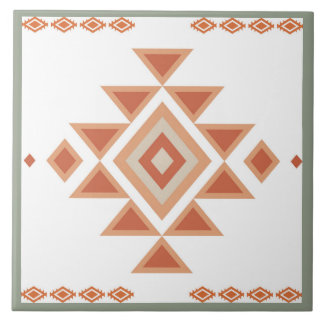 Azulejo Sage Verde Nativo del Suroeste y Naranja del Desie