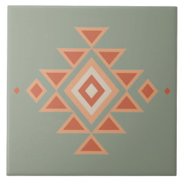 Azulejo Sage Verde Nativo del Suroeste y Naranja del Desie