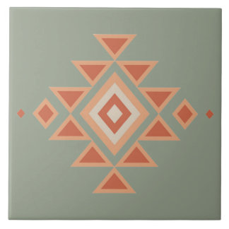Azulejo Sage Verde Nativo del Suroeste y Naranja del Desie