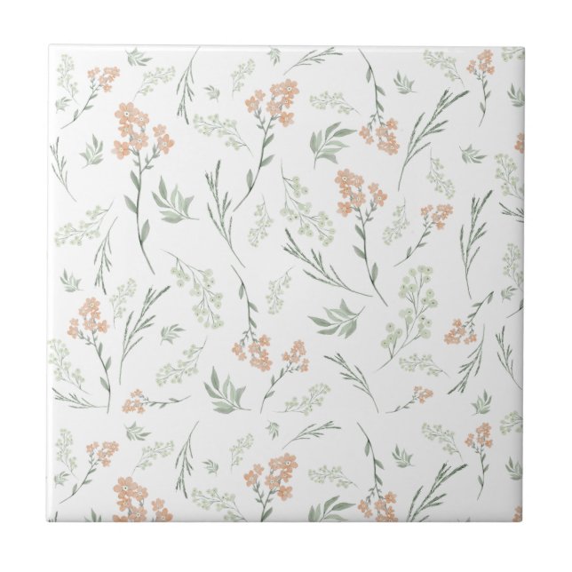Azulejo Sage Watercolor Wildflower Floral (Frente)