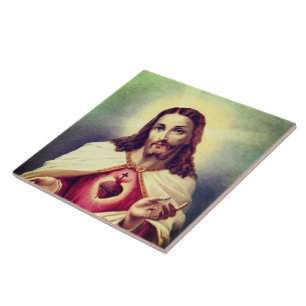 Azulejo Sagrado Corazón de Jesús pintando - Portugal