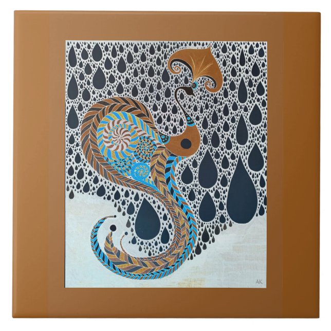 Azulejo Sahara Pearls Tribal Exotic Peacock (Frente)