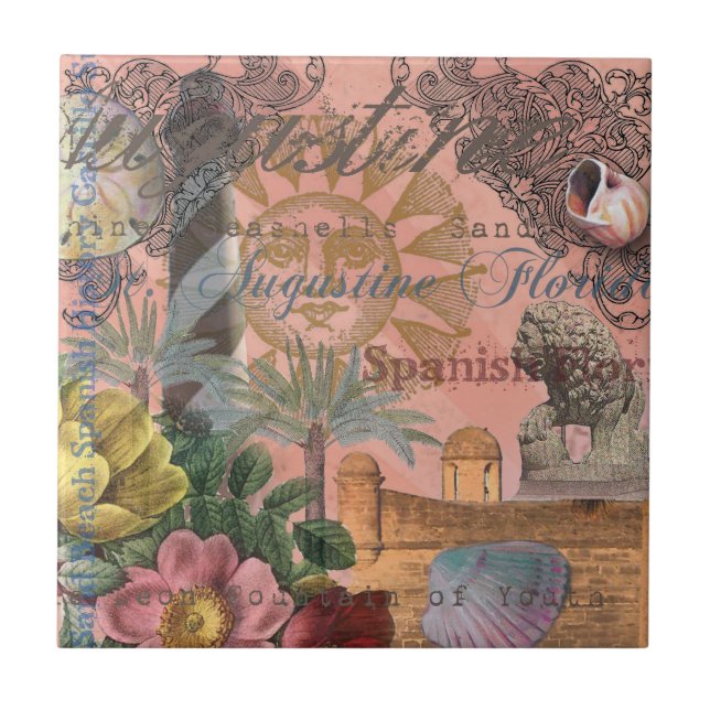 Azulejo saint augustine florida viajar arte antiguo (Frente)