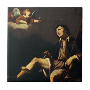 Azulejo Saint Roch y el Ángel por Guy François