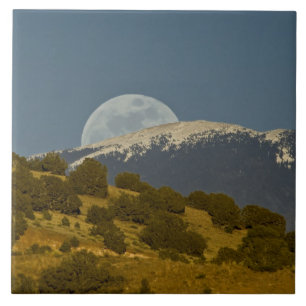 Azulejo Salida de la luna sobre las montañas Sangre de Cri
