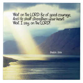 Azulejo Salmo 27:14 Esperar en el océano verso de la Bibli