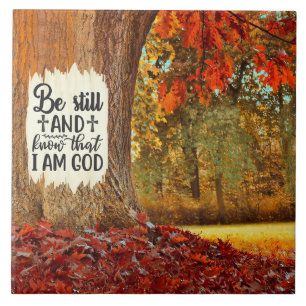 Azulejo Salmo 46:10 Permaneced y sabed que soy Dios Otoño